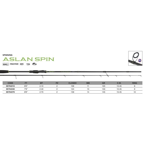 Aslan Spin con Anelli - Canna Spinning - immagine 6
